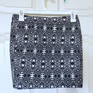 Bodycon Mini Skirt with Tribal Print